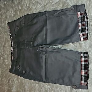 Haodipaul Light Gray Shorts – Plaid Cuffs, Button Detail, EU Large (Fits Medium)